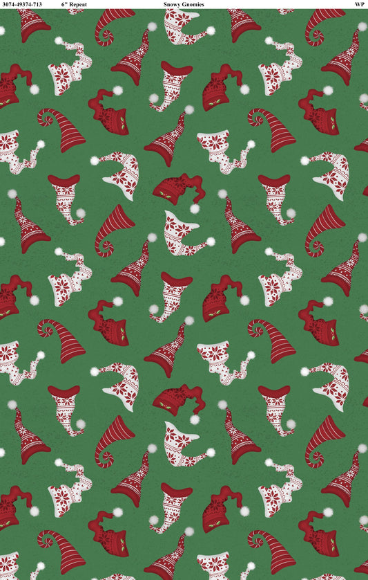 Snowy Gnomies || Wilmington Prints || Scattered Toques Green