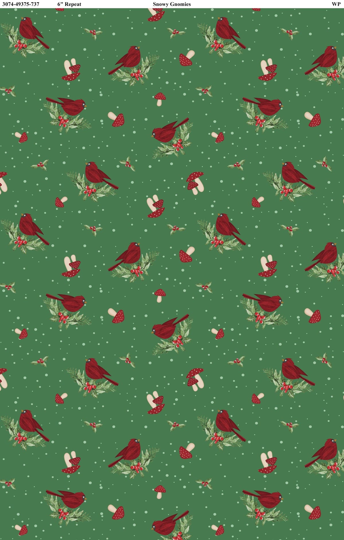 Snowy Gnomies || Wilmington Prints || Birds in Green