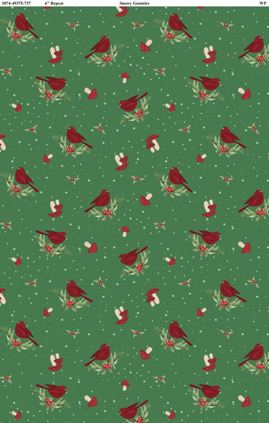 Snowy Gnomies || Wilmington Prints || Birds in Green