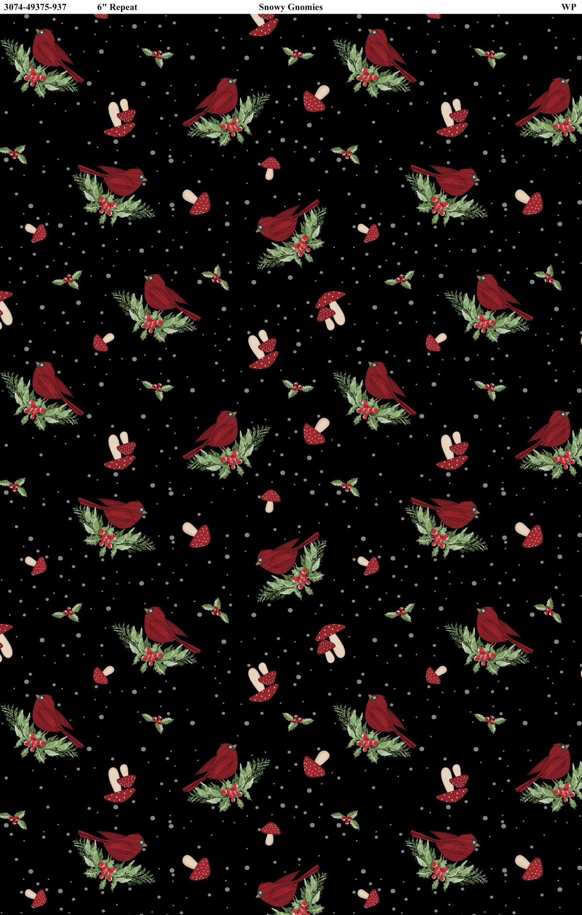Snowy Gnomies || Wilmington Prints || Birds in Black