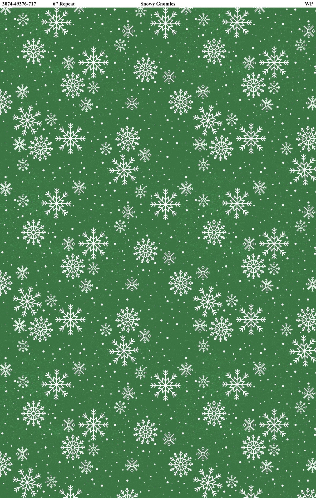 Snowy Gnomies || Wilmington Prints || Snowflakes in Green