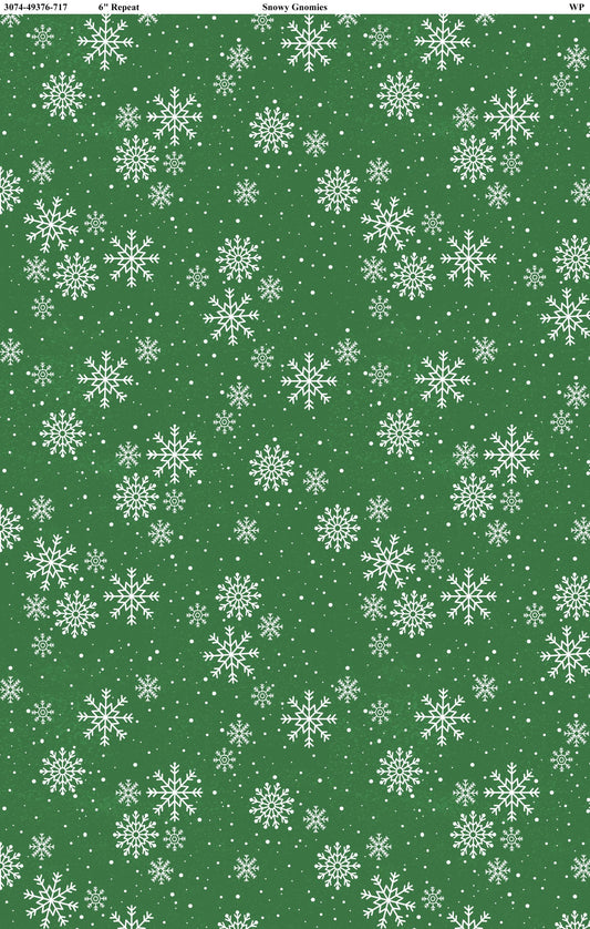 Snowy Gnomies || Wilmington Prints || Snowflakes in Green