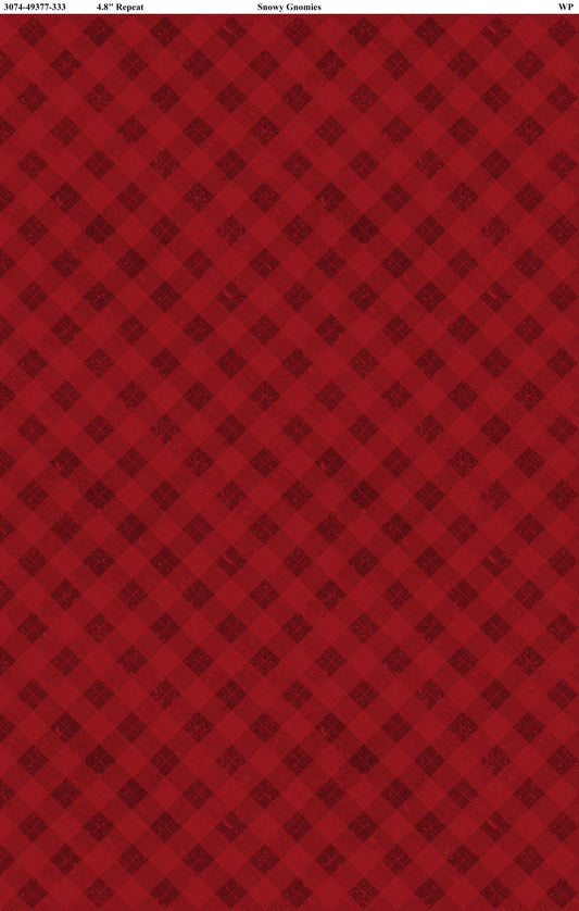 Snowy Gnomies || Wilmington Prints || Gingham in Red