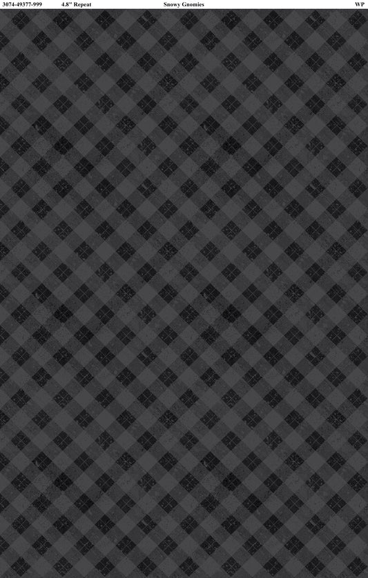 Snowy Gnomies || Wilmington Prints || Gingham in Charcoal