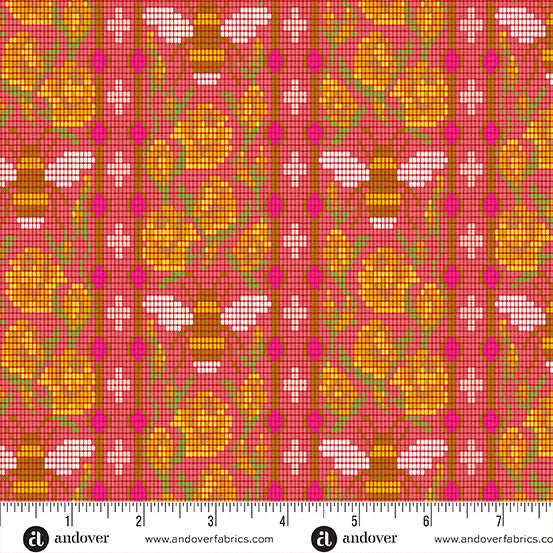 Jinny Fabrics || Alison Glass || Beadwork in Cardinal