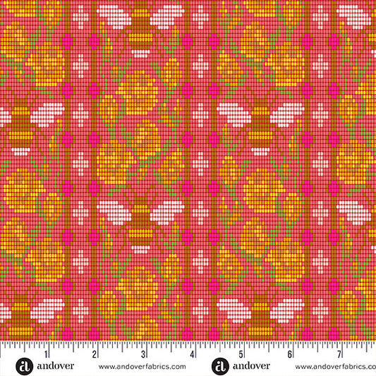 Jinny Fabrics || Alison Glass || Beadwork in Cardinal