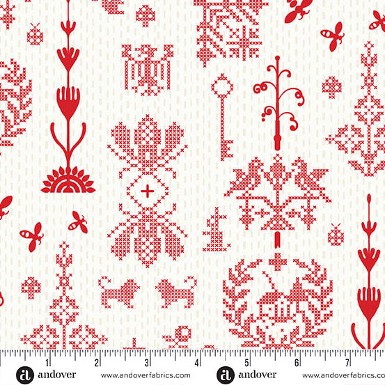 Jinny Fabrics || Alison Glass || Redwork in Cherry