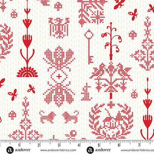 Jinny Fabrics || Alison Glass || Redwork in Cherry