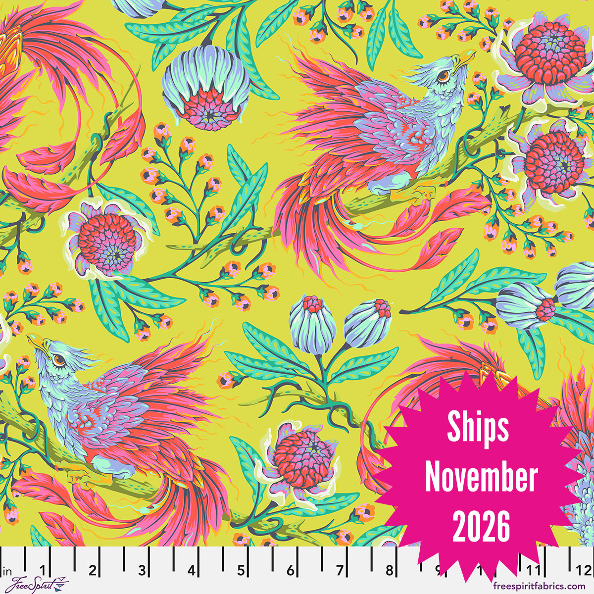 Tula Pink's Legendary || Cotton Lawn || Hot Wings - Apple || Pre-order, Arrives November 2026