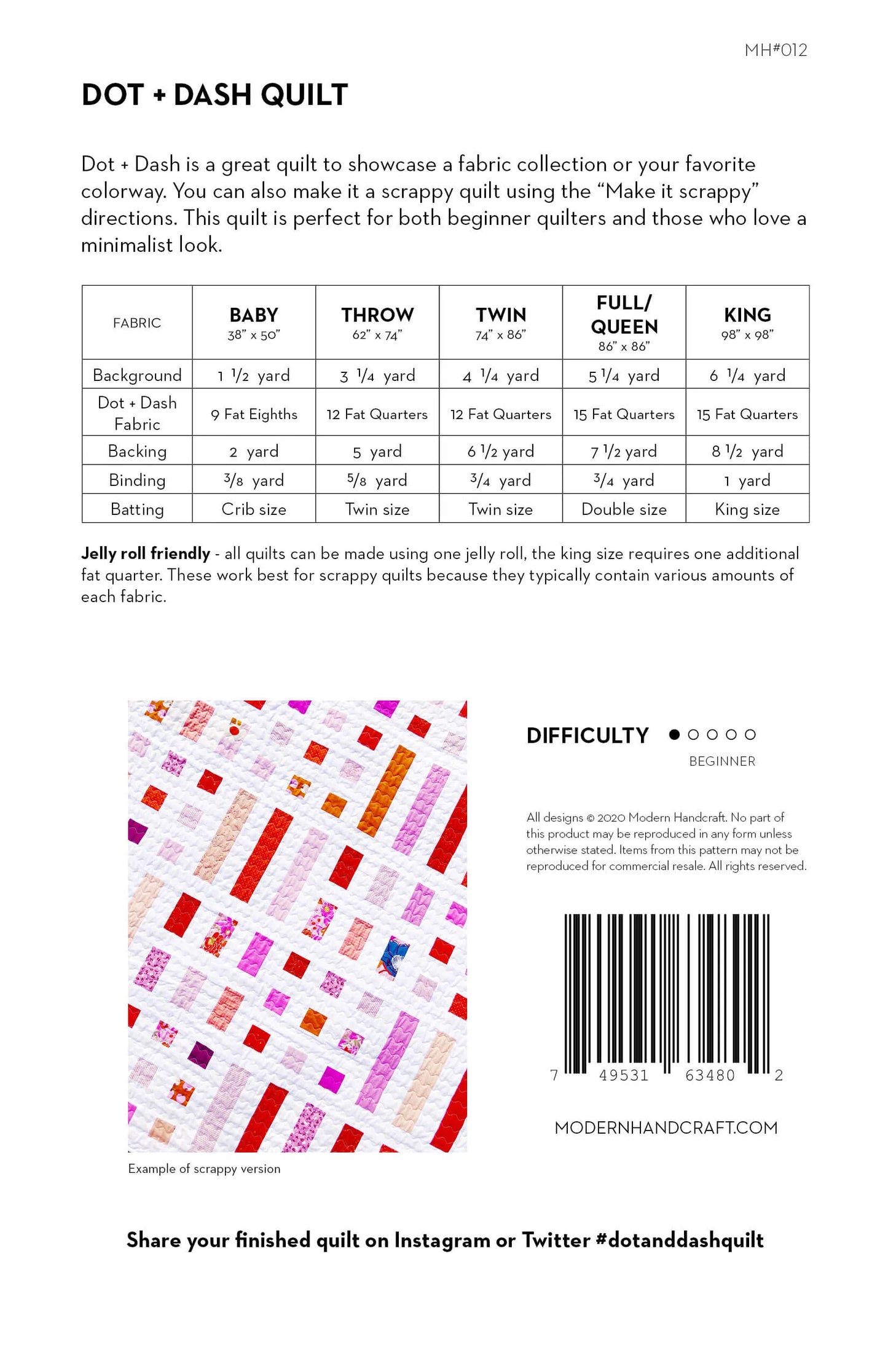 Dot + Dash Quilt Pattern - Modern Handcraft