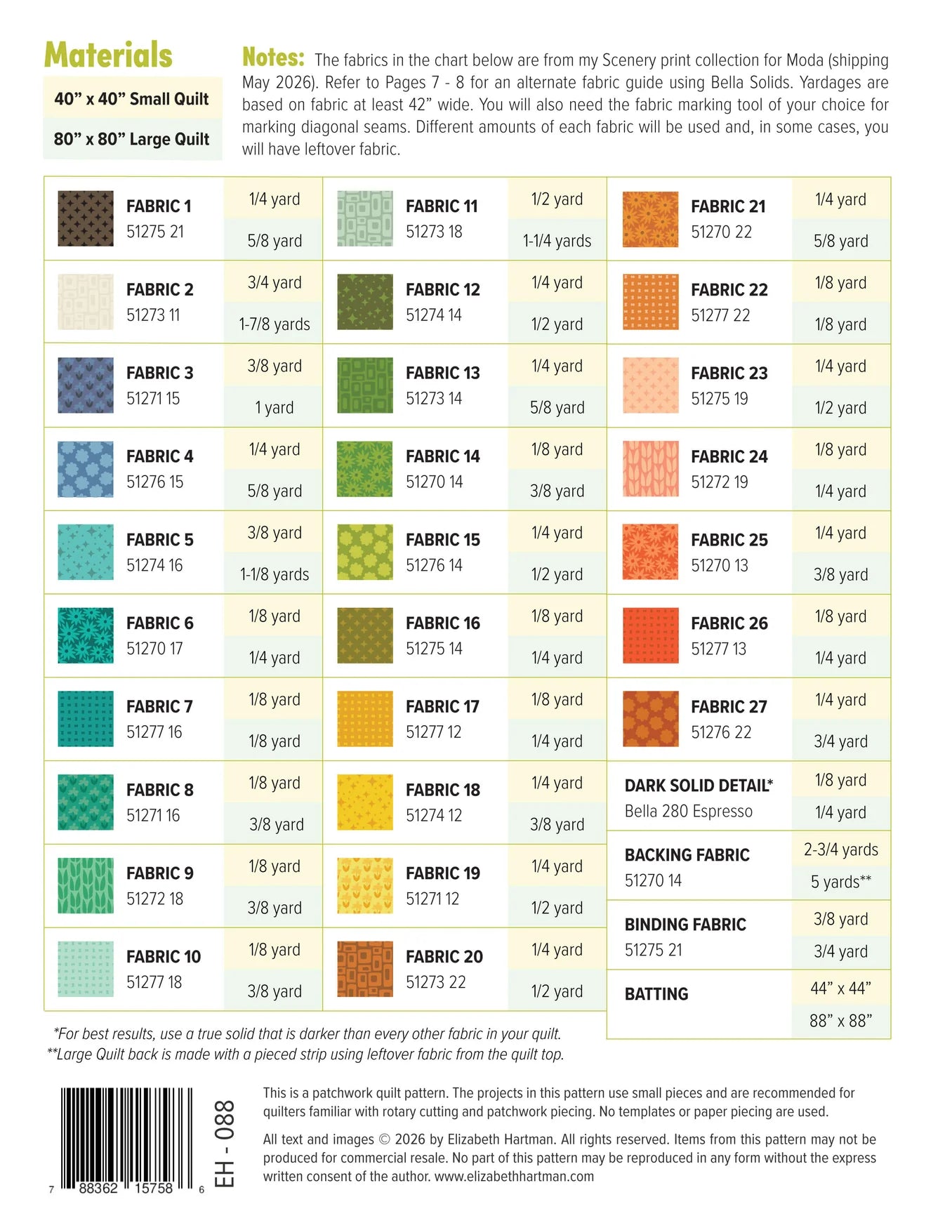 Outdoors Quilt Pattern - Elizabeth Hartman