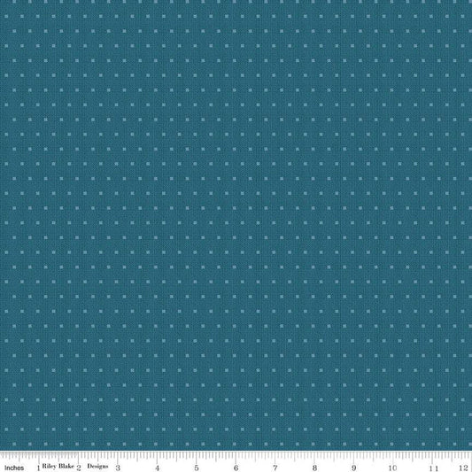 Stitcher's Flannel - Riley Blake - Dots - Blue