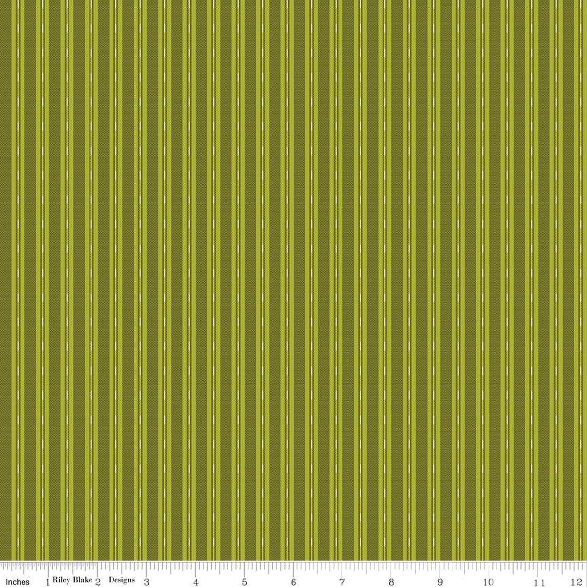 Stitcher's Flannel - Riley Blake - Ticking - Green