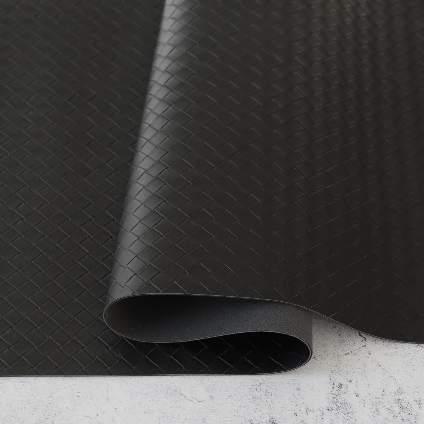 Sallie Tomato Black Basket Weave ½ Yard Faux Leather Piece