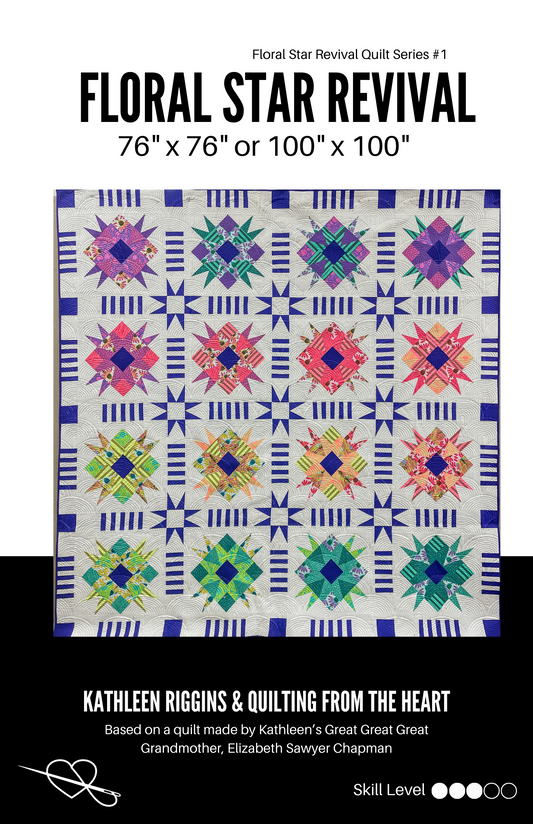 Floral Star Revival Quilt Pattern - Paper Copy -- Wholesale 5 Copies
