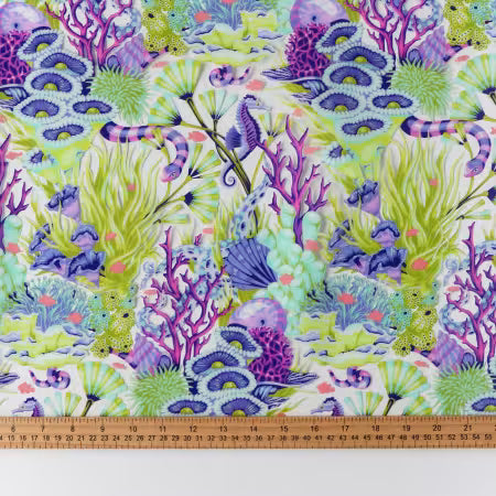 Tula Pink Vinyl: Floral Reef Reef What You Sew ½ Yard Cut -- PreOrder, Arrives May 2026