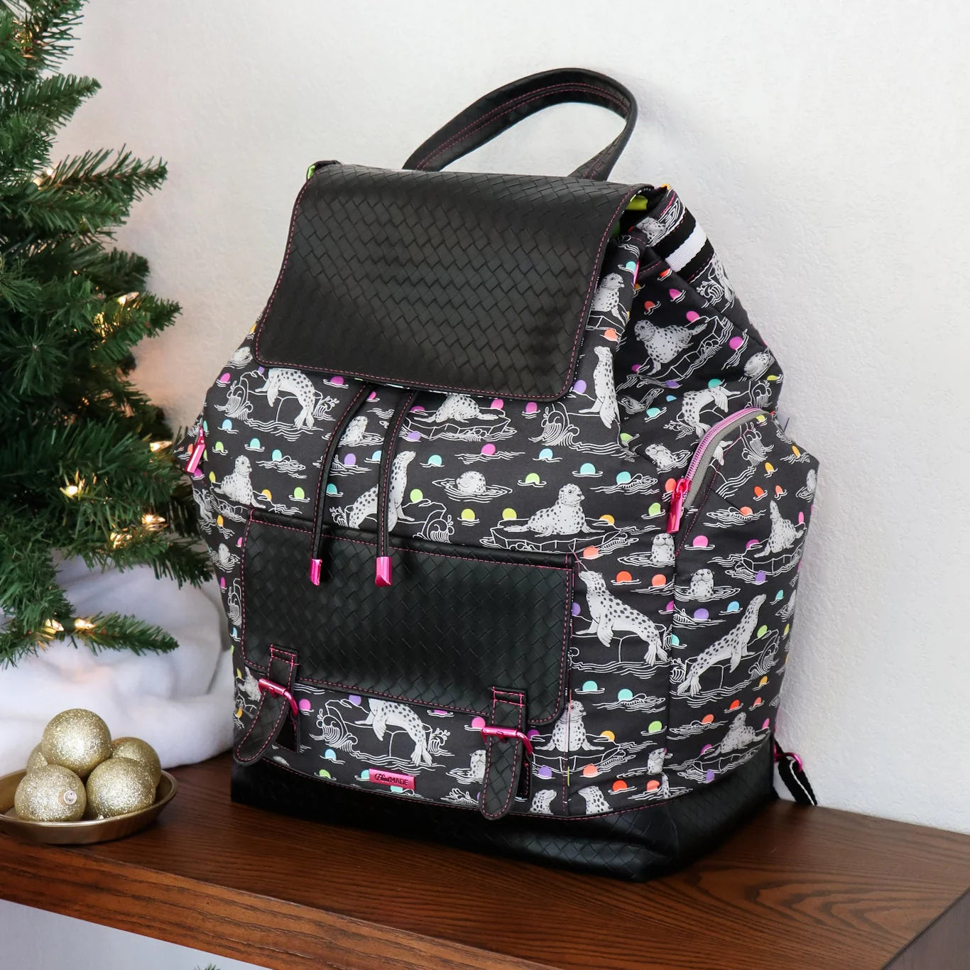 Sallie Tomato Black Basket Weave ½ Yard Faux Leather Piece