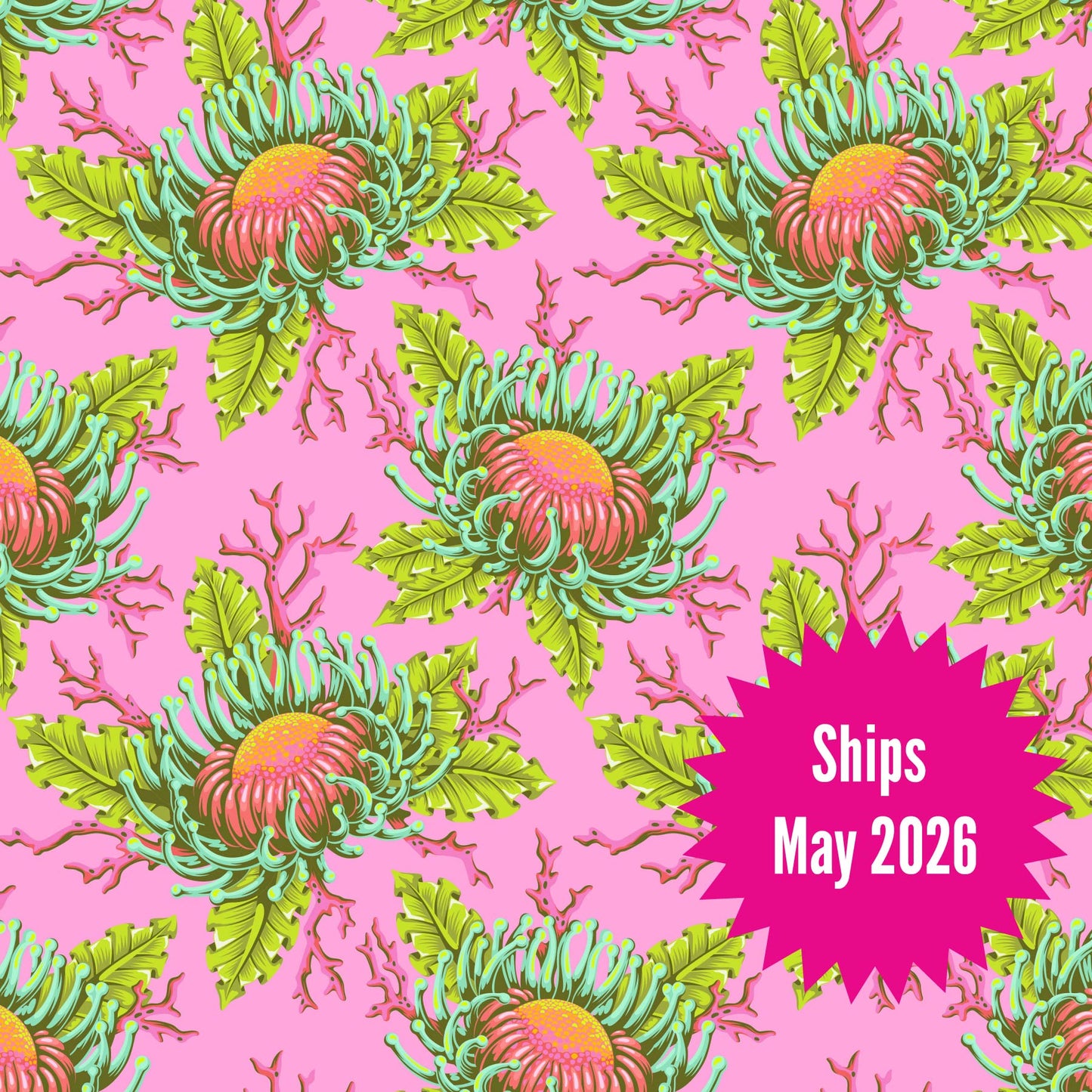 Tula Pink's Floral Reef Fabrics || Friends & Anemones Coraline || Preorder, Ships May 2025