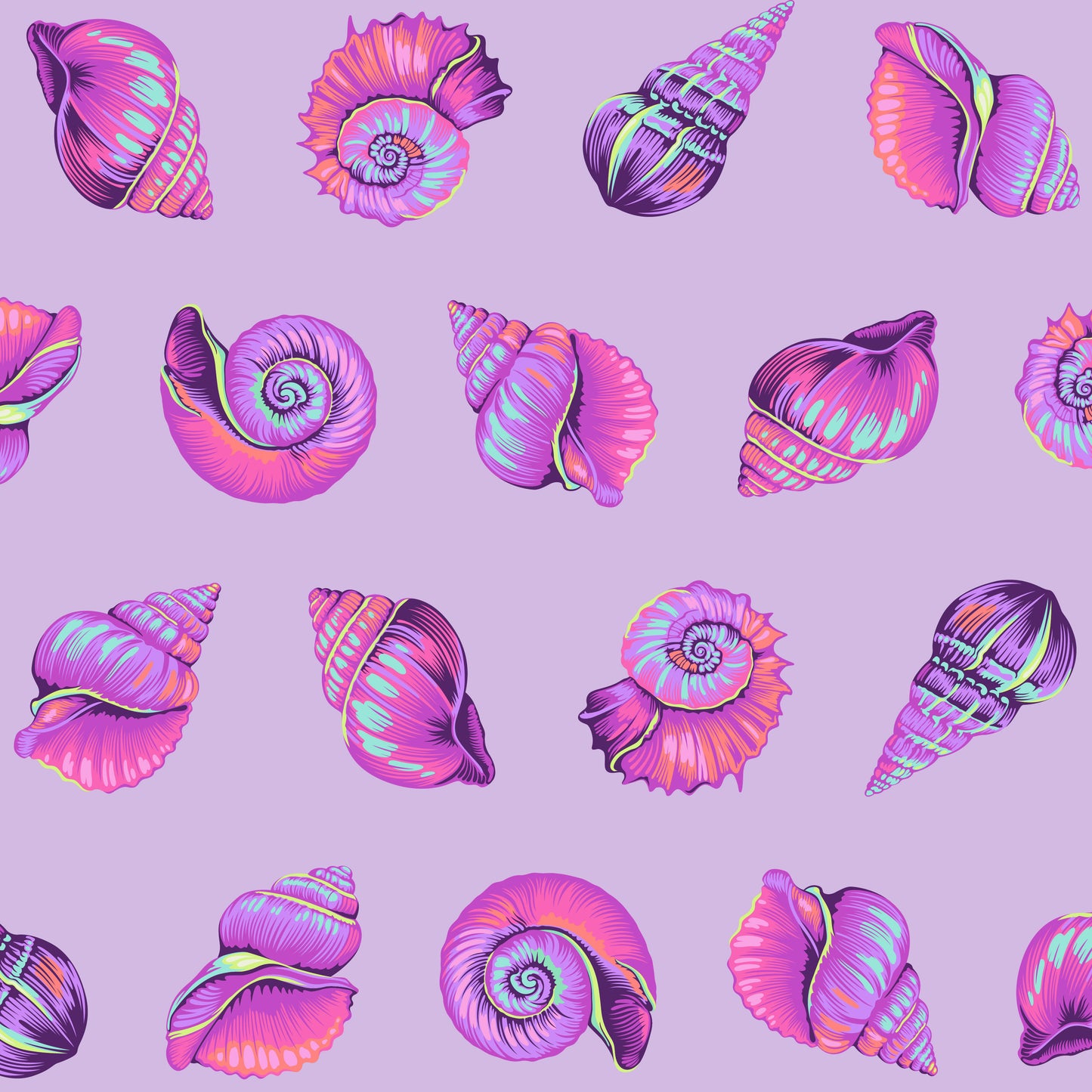 Tula Pink's Floral Reef Fabrics || Lil Shelly Ultraviolet  || Preorder, Ships May 2025
