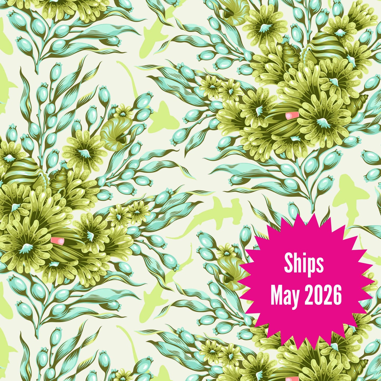 Tula Pink's Floral Reef Fabrics || Shadow Sharks Seagrass || Preorder, Ships May 2025