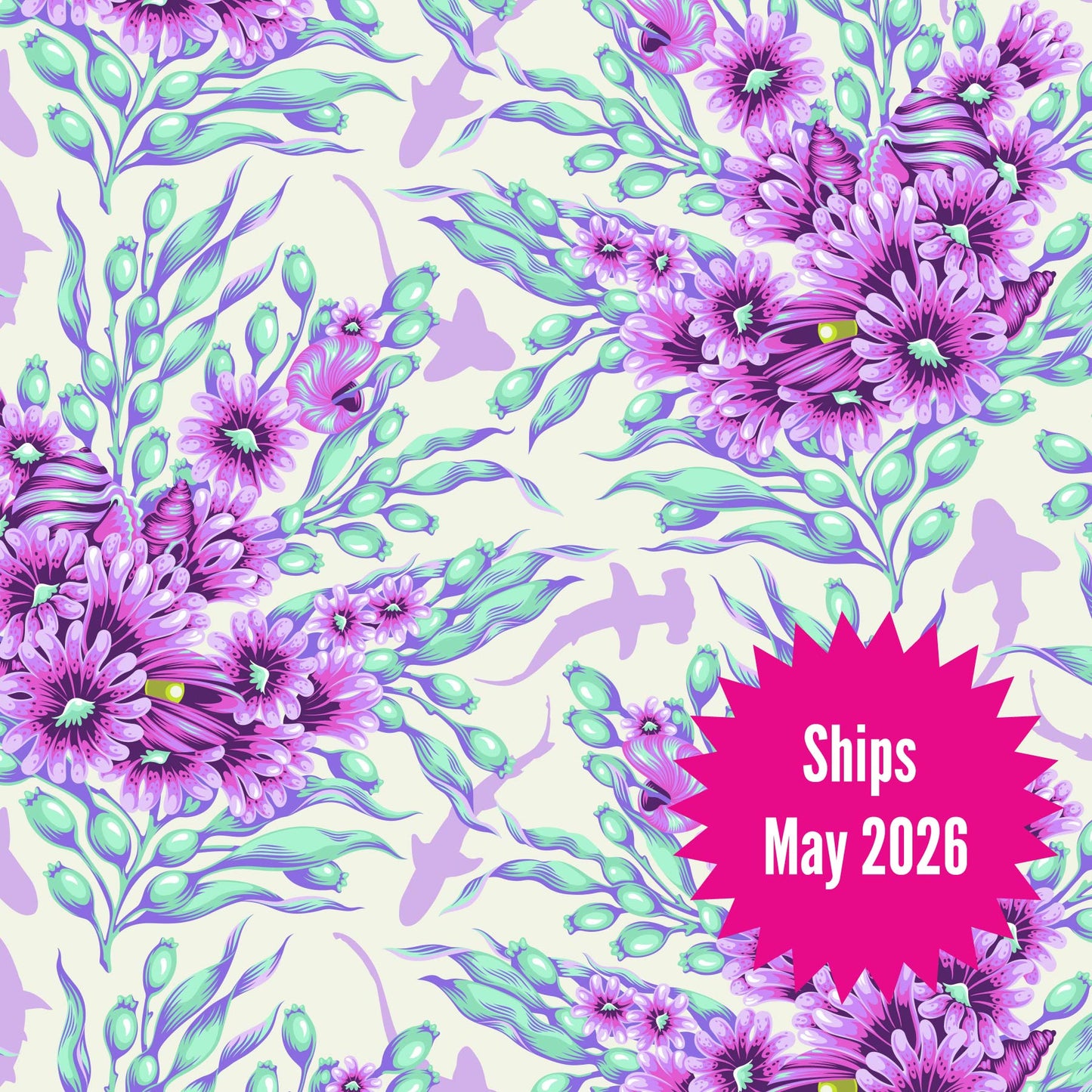 Tula Pink's Floral Reef Fabrics || Shadow Sharks Ultraviolet || Preorder, Ships May 2025
