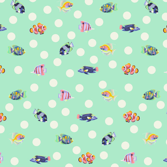 Tula Pink's Floral Reef Fabrics || School Crossing Seafoam