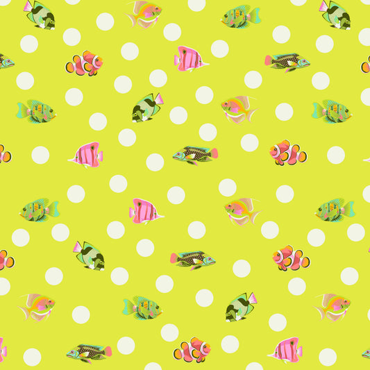 Tula Pink's Floral Reef Fabrics || School Crossing Seagrass