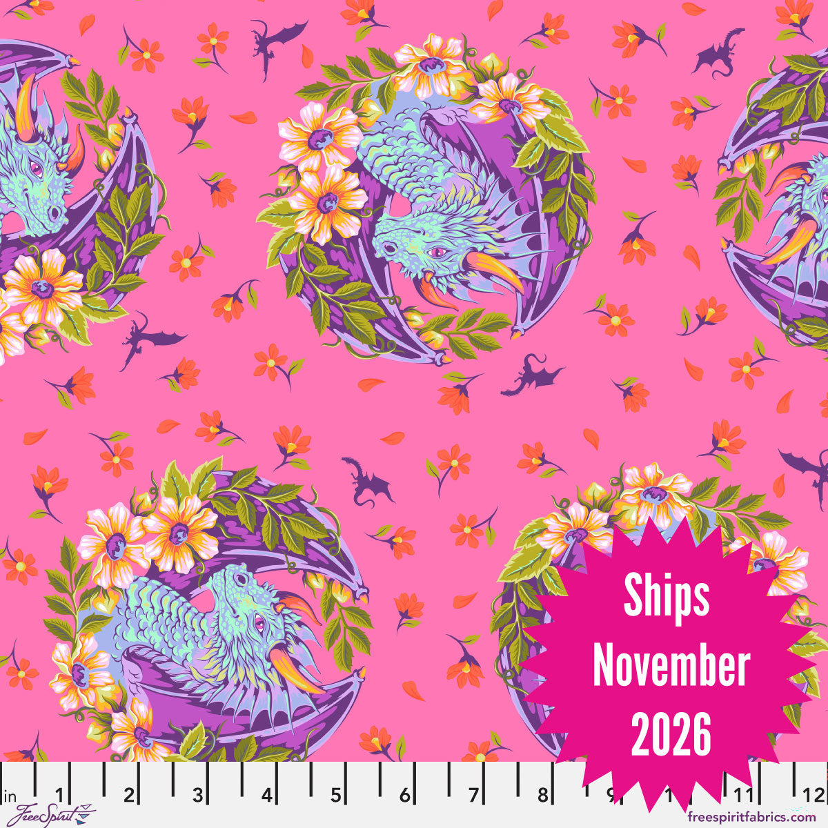 Tula Pink's Legendary || Quilting Cotton || Dragon Ball She - Sugarplum || Pre-Order, Ships November 2026