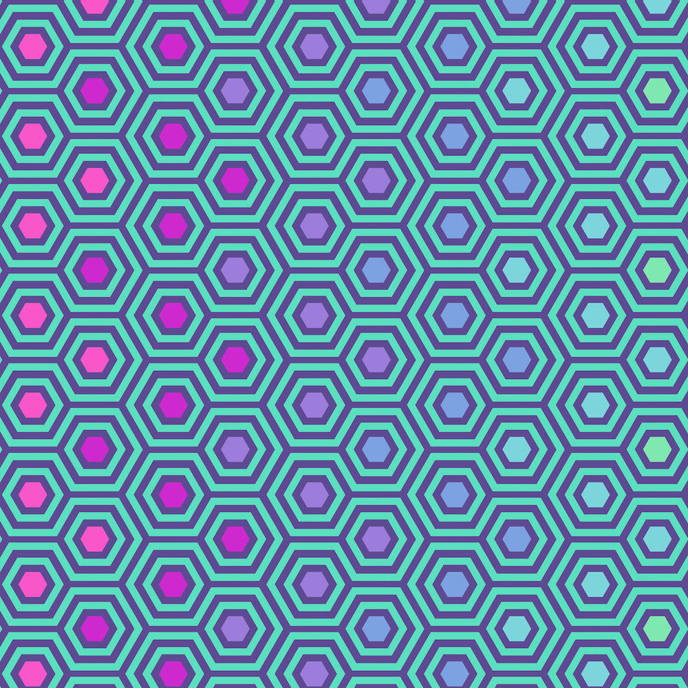 Rainbow Hexy Peacock Backing Fabric