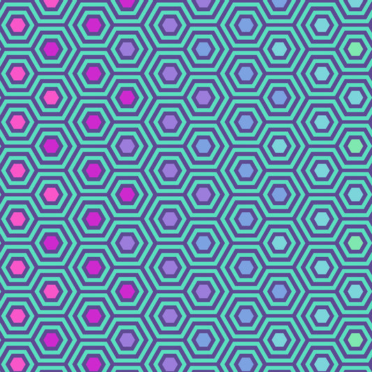 Rainbow Hexy Peacock Backing Fabric