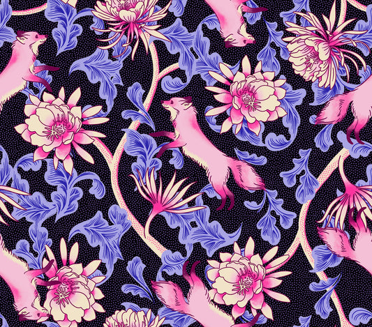 Glow Garden Fabrics - Sarah Watts for Ruby Star Society - Fox Bloom Black