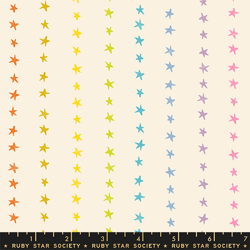 Daisy Days Fabrics || Alexia Abegg for Ruby Star || Starry Stripe Multi on Natural
