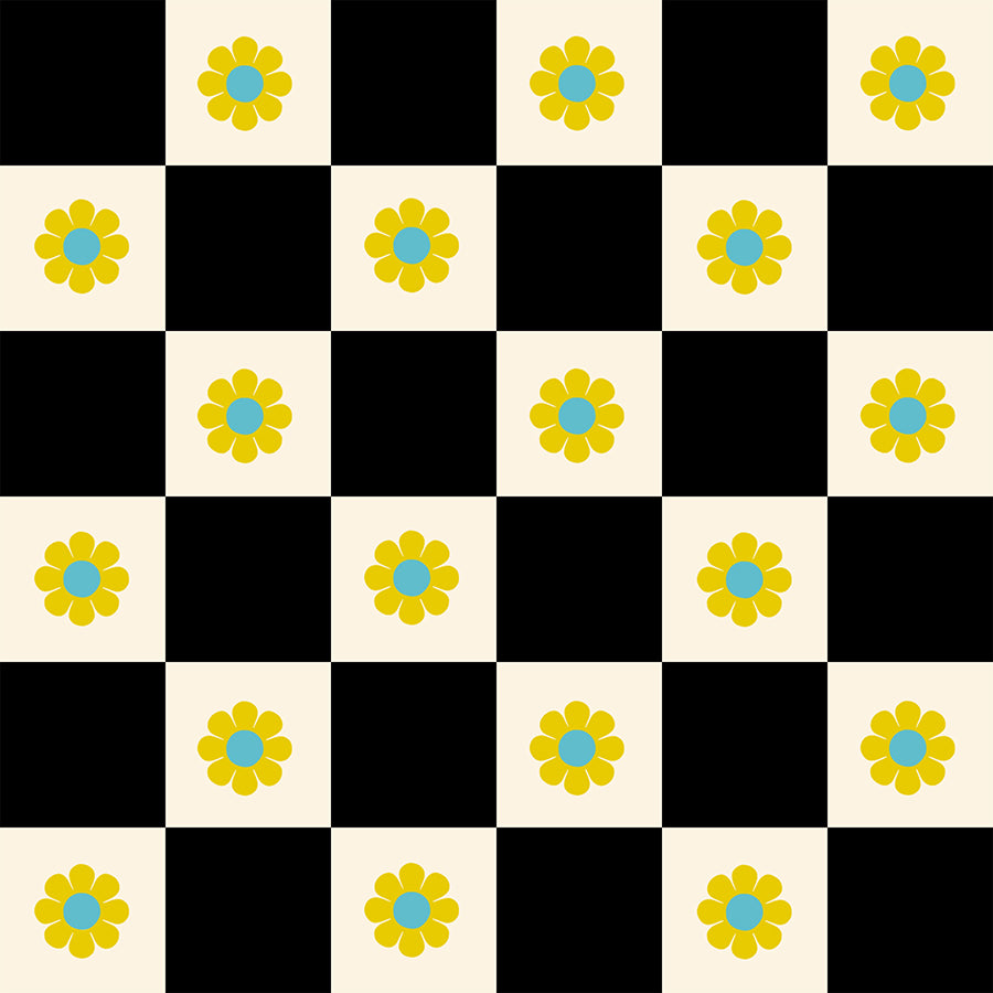 Daisy Days Fabrics || Alexia Abegg for Ruby Star || Flowers Check Black