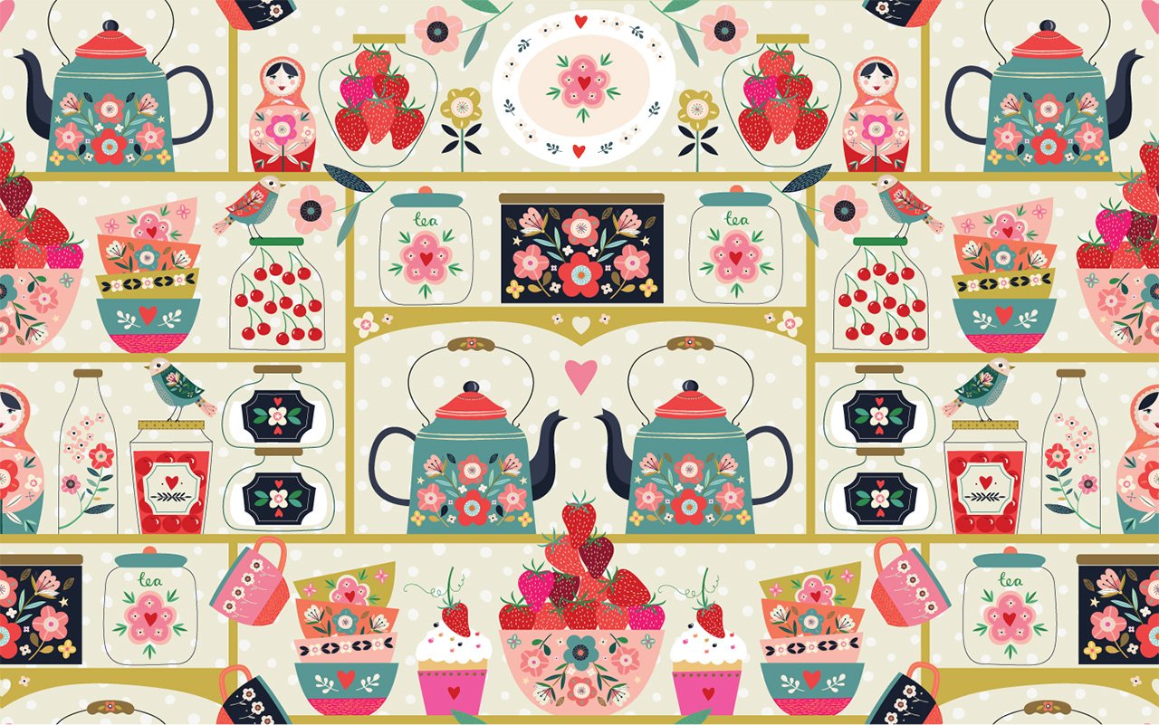 Strawberry Tea Fabric - Bee Brown - Dashwood Studio