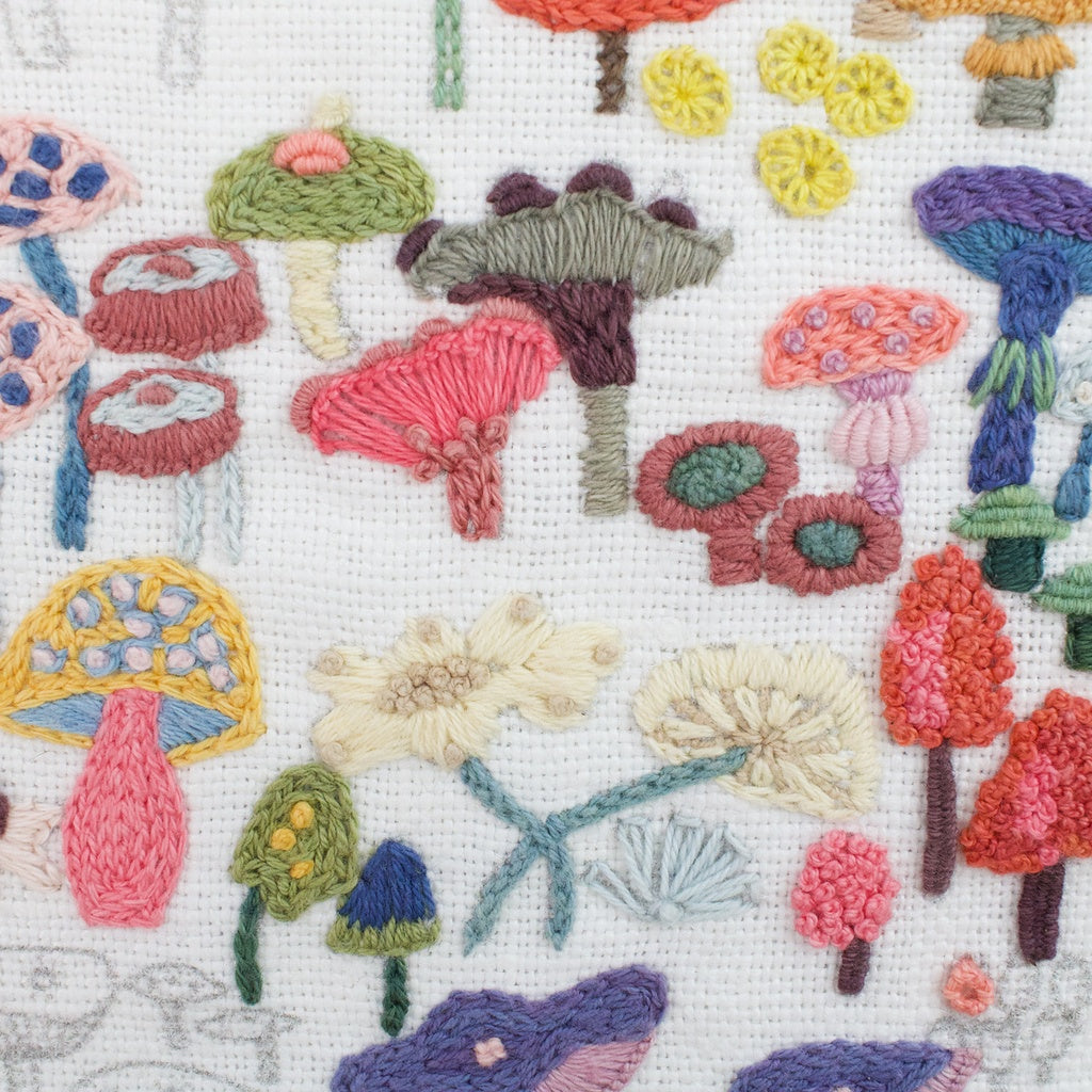 Shroom Boom Belgian Linen Embroidery Panel