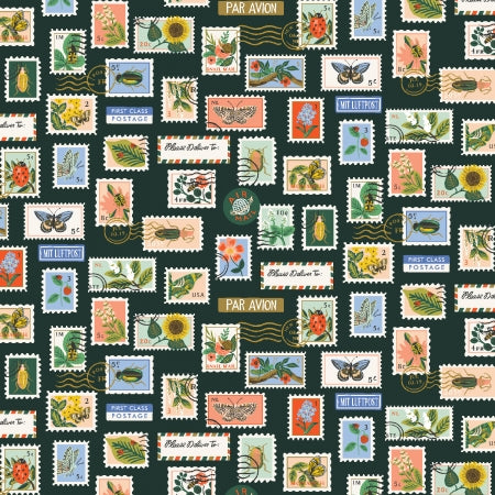 Curio by Rifle Paper Company - Botanical Postage Stamps in Hunter
