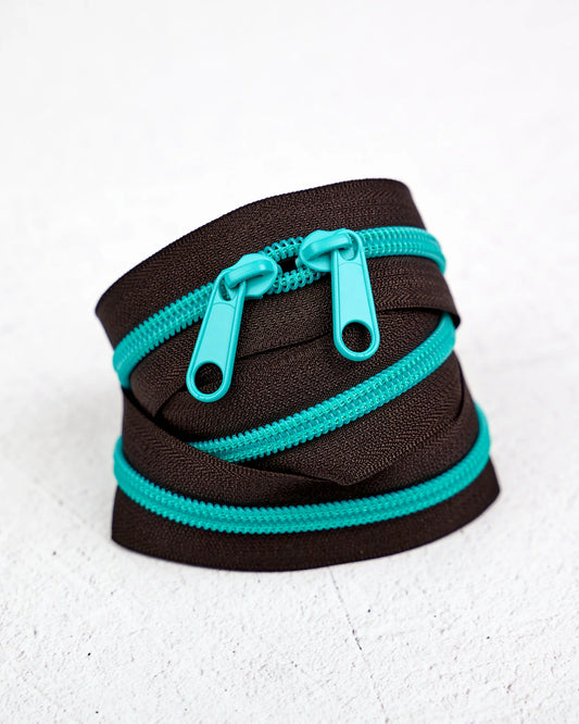 Handbag Zipper || Renaissance Ribbon || Teal Eclipse