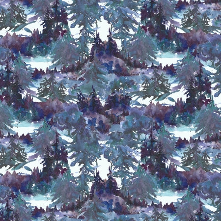 Wild and Wonderful Digital Print Fabric - Tracy Moad - Dappled Shade Winter Night