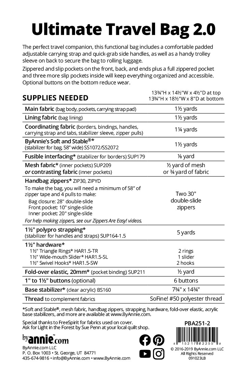 Ultimate Travel Bag 2.0 - Bag Pattern - By Annie
