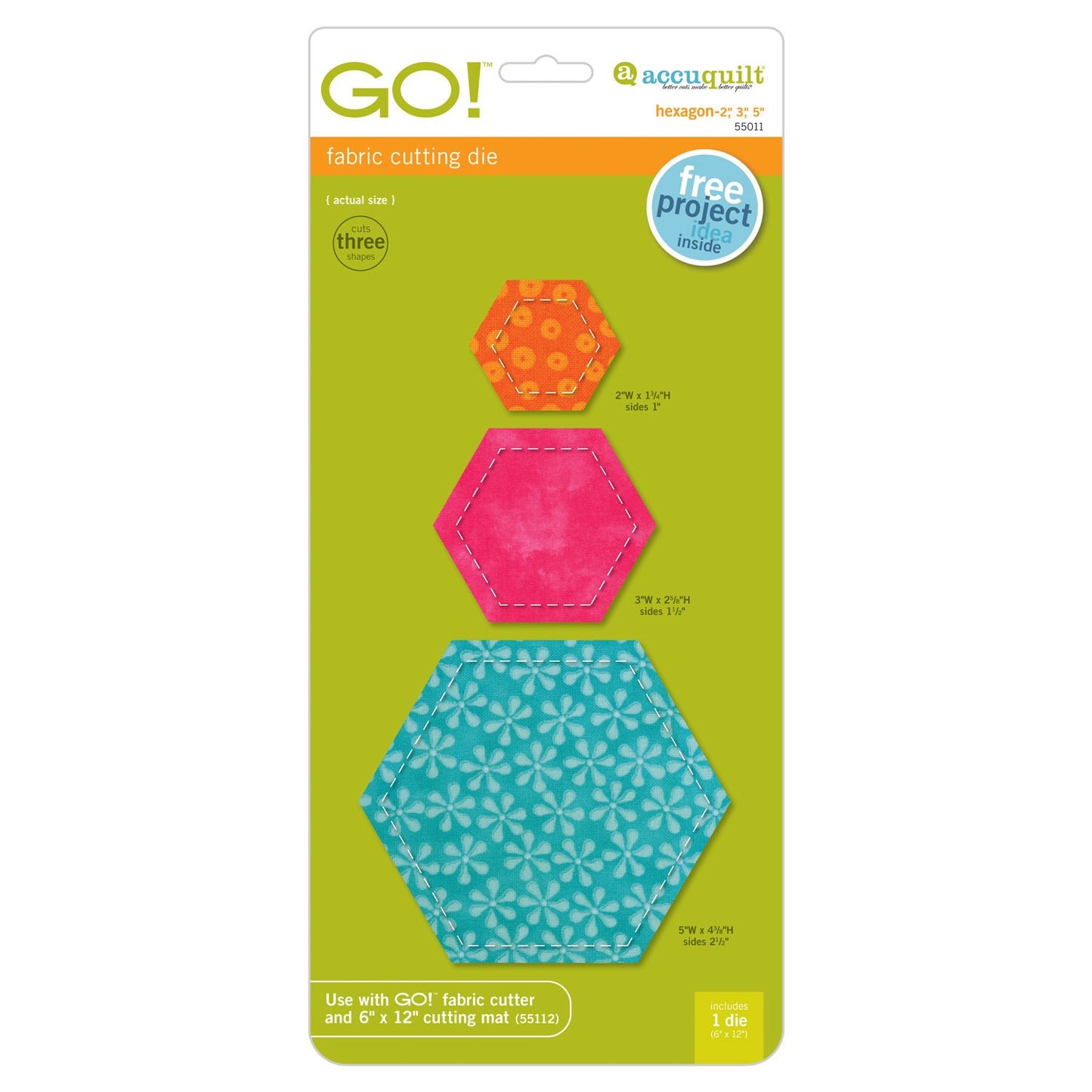 GO! Hexagon-1", 1 1/2", 2 1/2" Sides Die