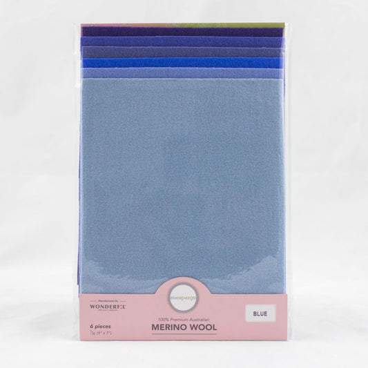 Sue Spargo Wool Fabric - 1/32 Wool Fabric Pack - 9" x 7" - Blue