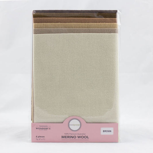 Sue Spargo Wool Fabric - 1/32 Wool Fabric Pack - 9" x 7" - Brown