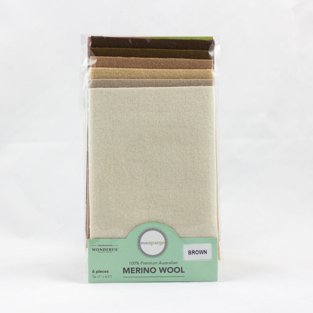 Sue Spargo Wool Fabric - 1/64 WooL Fabric Pack - 7" x 4.5" - Brown