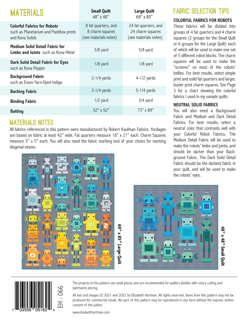 Robots Quilt Pattern - Elizabeth Hartman