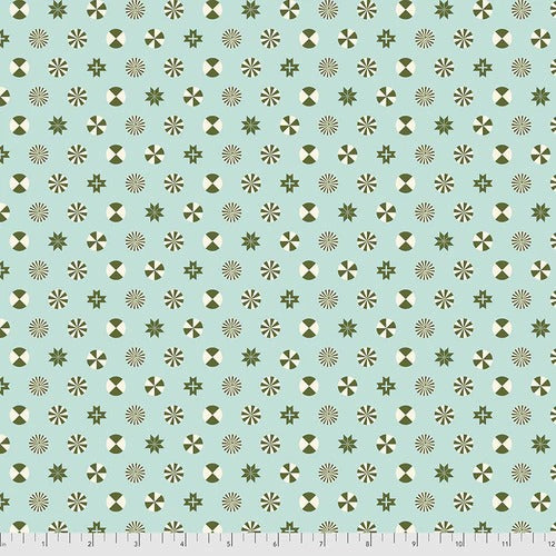 Tula Pink's Holiday Homies Flannel - Peppermint Stars - Pine Fresh