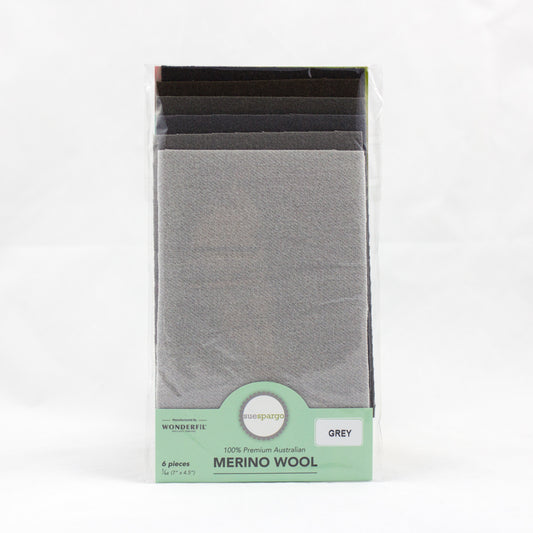 Sue Spargo Wool Fabric - 1/64 WooL Fabric Pack - 7" x 4.5" - Grey
