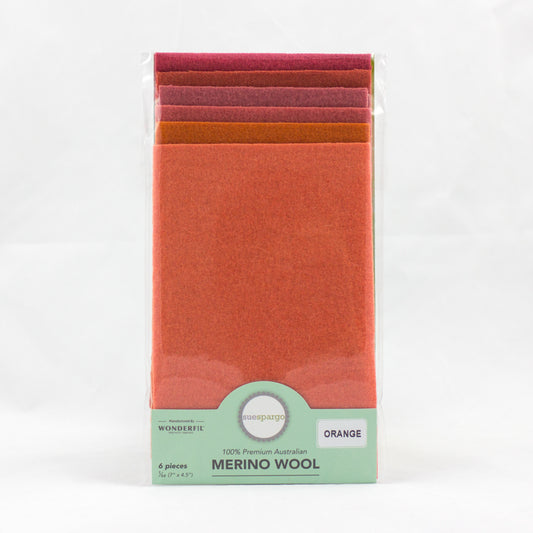 Sue Spargo Wool Fabric - 1/64 WooL Fabric Pack - 7" x 4.5" - Orange