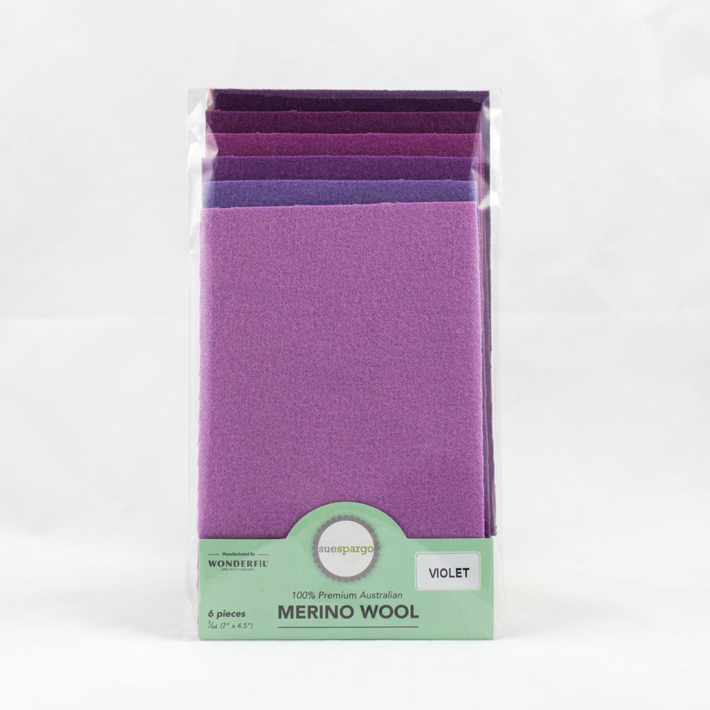 Sue Spargo Wool Fabric - 1/64 WooL Fabric Pack - 7" x 4.5" - Violet