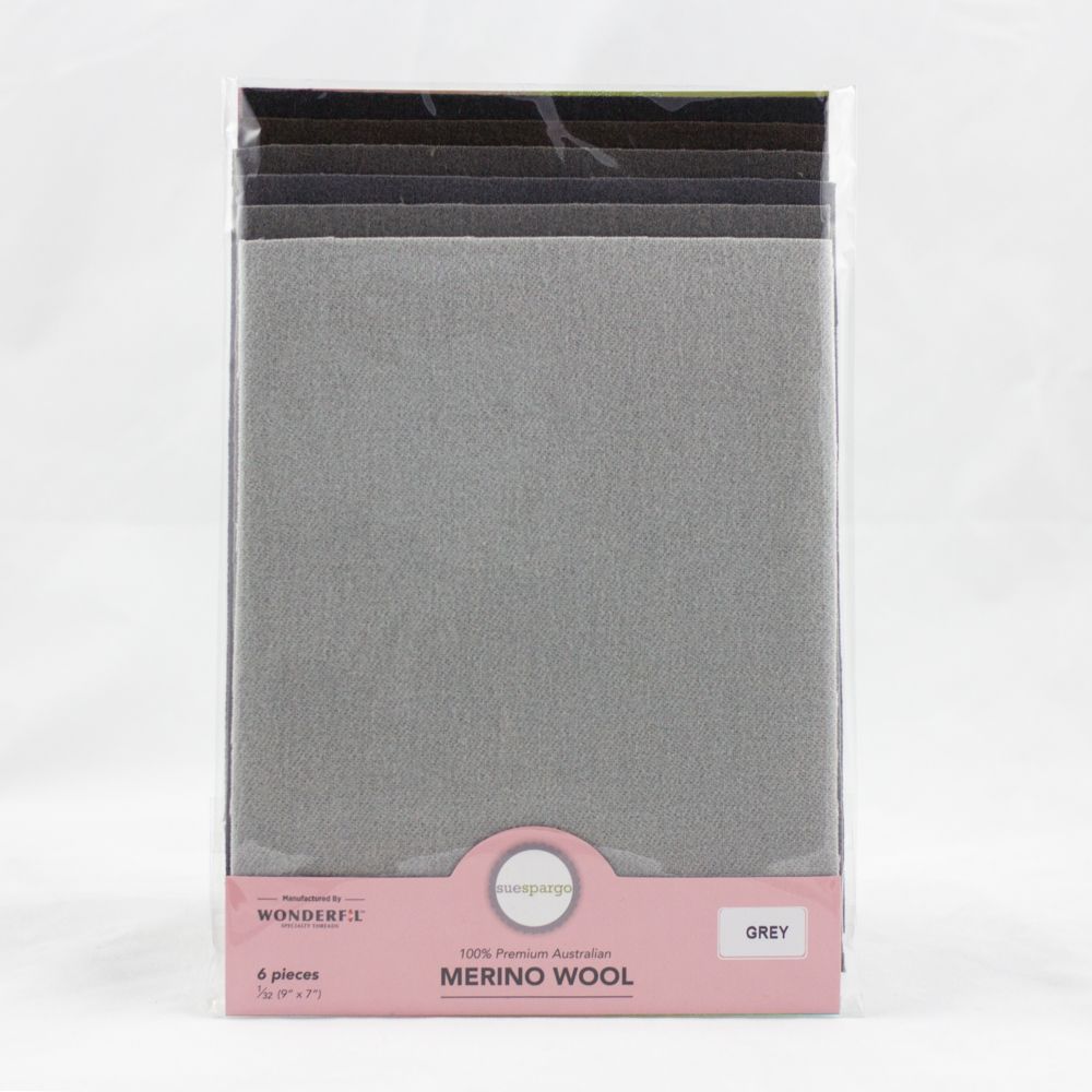 Sue Spargo Wool Fabric - 1/32 Wool Fabric Pack - 9" x 7" - Grey