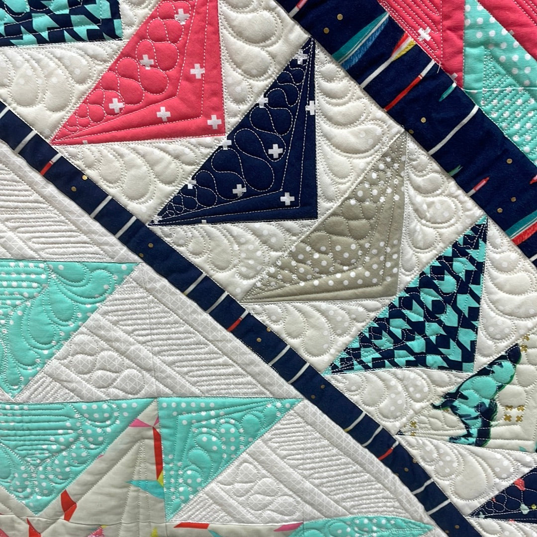 Navy, Coral & Teal Quilt